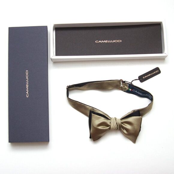 Men's bow tie Silk Reversible Italian silk Bow‎ tie Self -tied Gift Box S490 - Picture 1 of 16